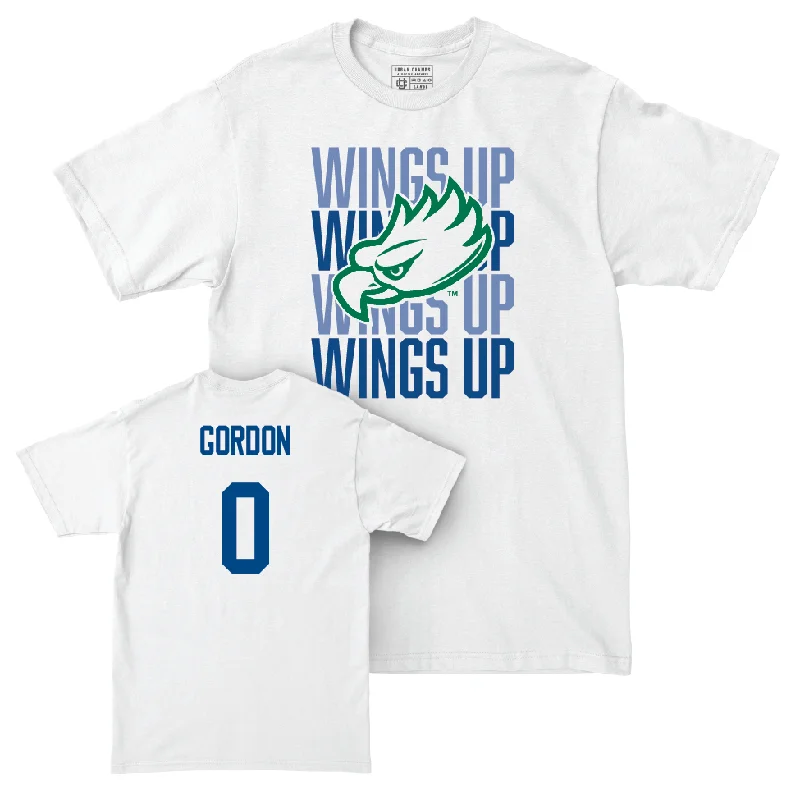 T-Shirt Soccer-Women's Basketball White Wings Up Tee - Karina Gordon