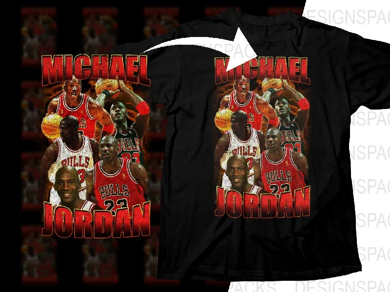 T-Shirt Fast Delivery-Legendary Michael Jordan Chicago Bulls Basketball Star Bootleg Png Digital Download