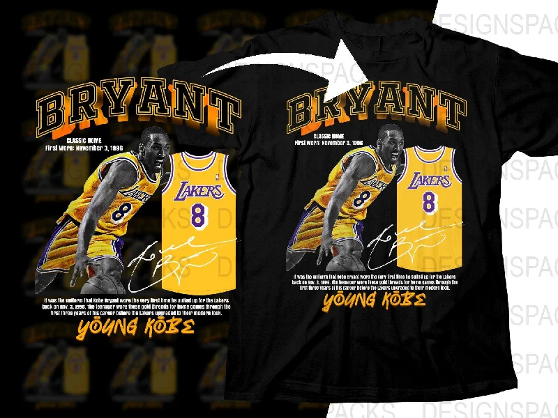 T-Shirt Basketball-Young Kobe Bryant Los Angeles Lakers Jersey Basketball Superstar Bootleg Png Digital Download