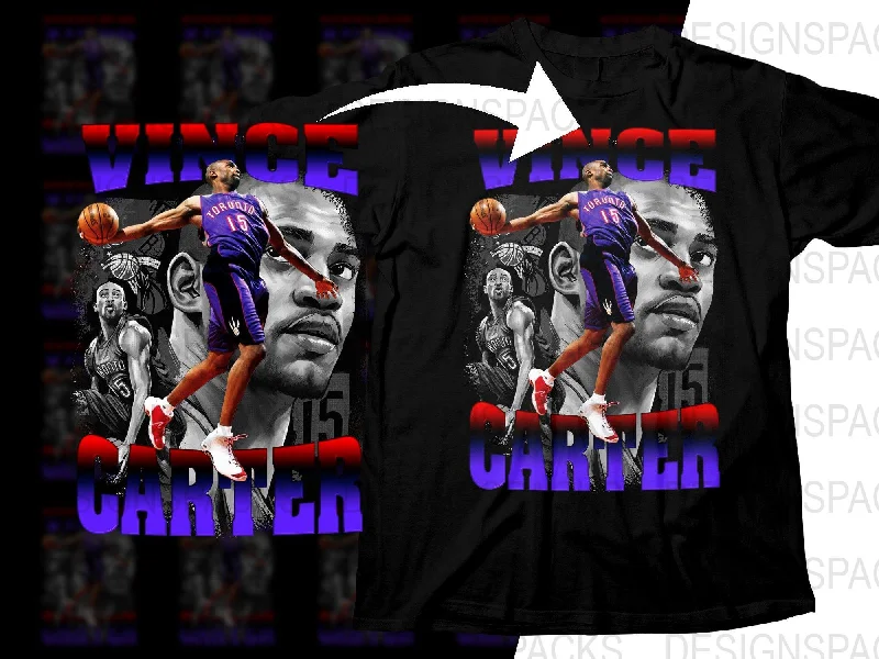 T-Shirt Streetwear-Mesmerizing Vince Carter Basketball Legend Bootleg Png Digital Download