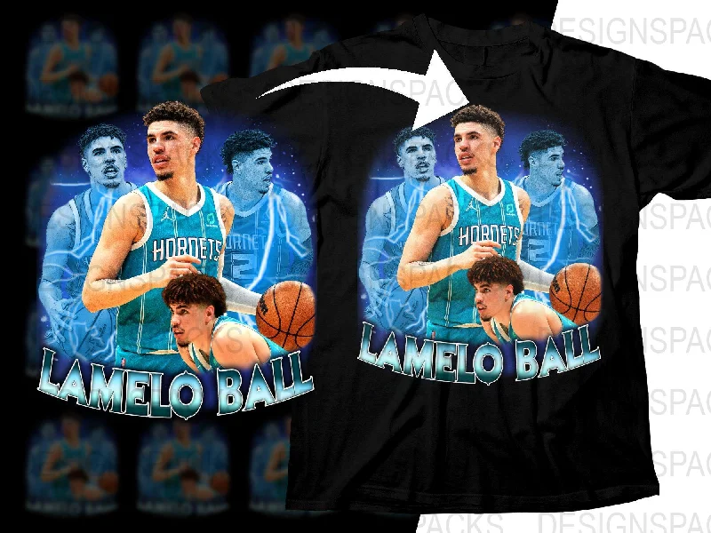 T-Shirt Long Sleeve-LaMelo Ball Charlotte Hornets Basketball Superstar Bootleg Png Digital Download