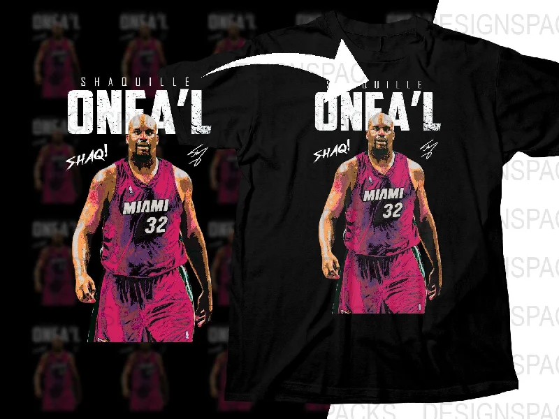 T-Shirt Men-SHAQ Shaquille O'Neal Miami Heat Basketball Legend Png Digital Download