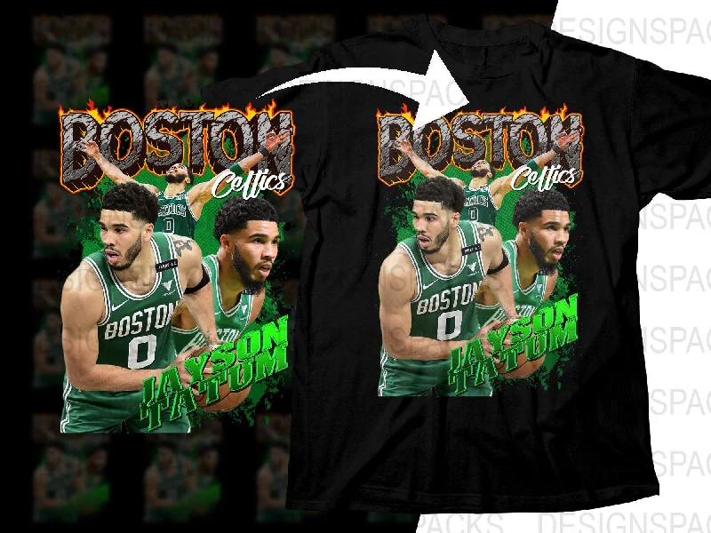 T-Shirt Multi-Color-Jayson Tatum Boston Celtics Basketball Star Bootleg Png Digital Download