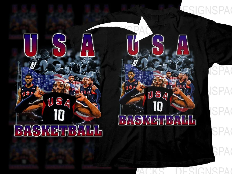 T-Shirt Comfortable-USA Basketball Team Bootleg Graphic Design Png Digital Download