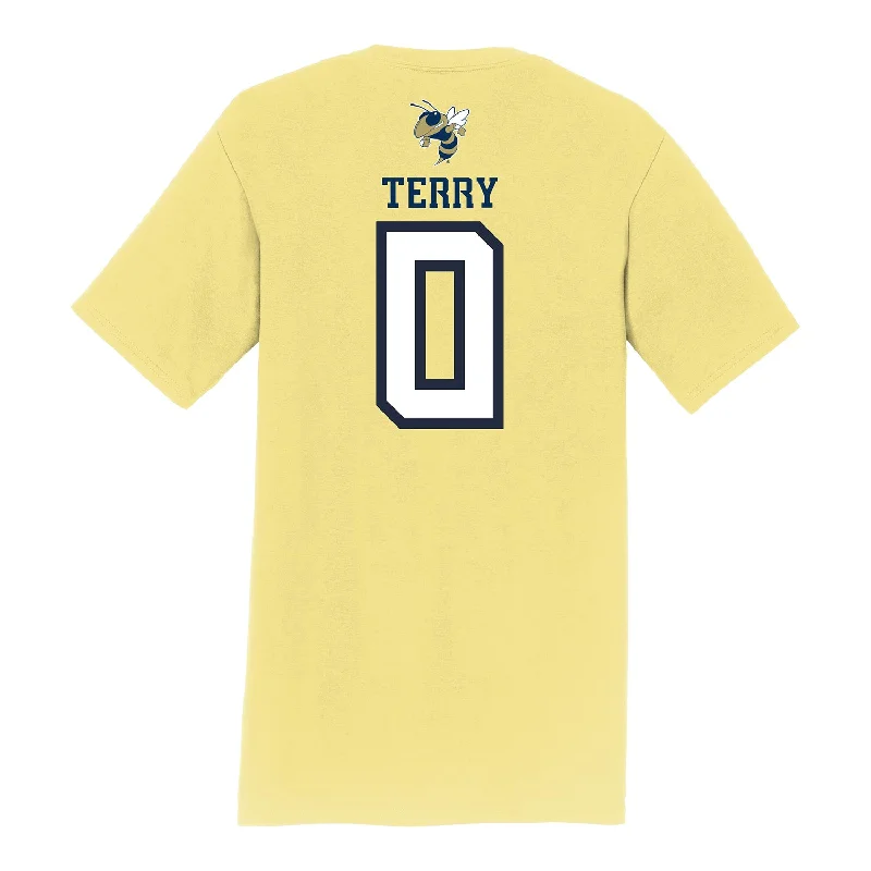 T-Shirt Best Seller-Georgia Tech Yellow Jackets Men's Basketball NIL Athlete T-Shirt - #0 Lance Terry