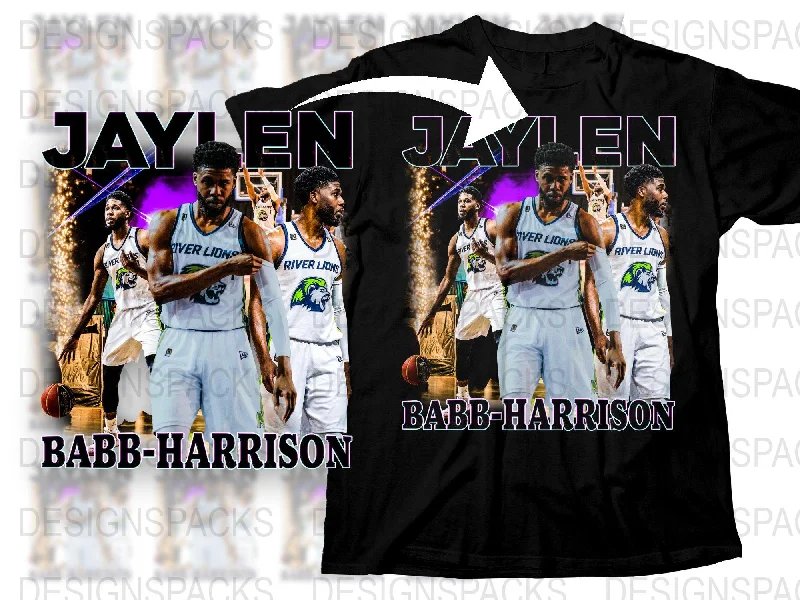 T-Shirt Orange-Jaylen Babb-Harrison River Lions Graphic Png Digital Download