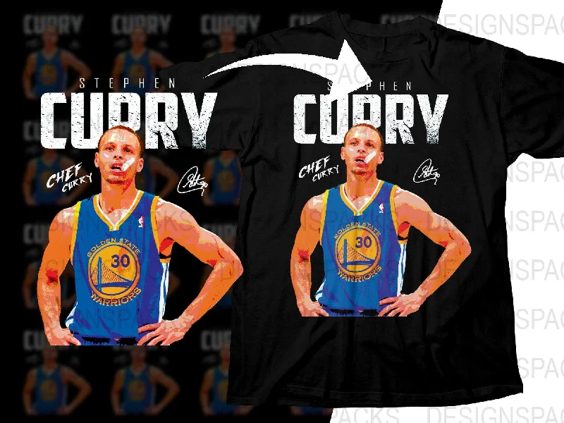 T-Shirt Crew Neck-Stephen Curry Golden State Warriors Basketball Player Chef Curry Png Digital Download