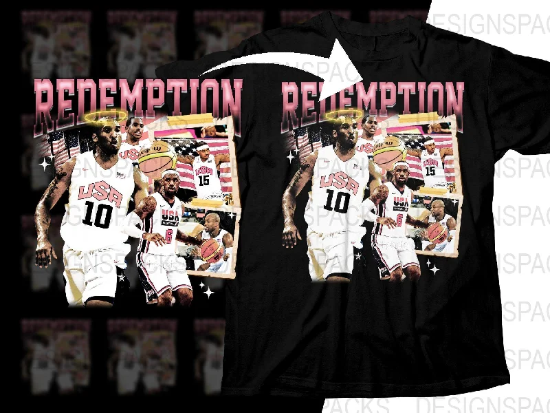 T-Shirt Slogan-Redemption USA Basketball Legends Vintage Bootleg Png Digital Download