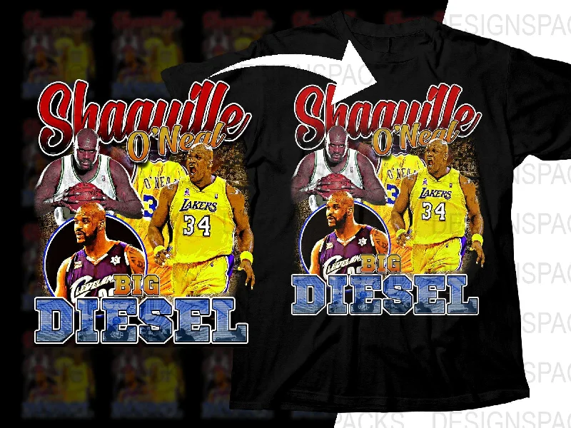 T-Shirt Women-Shaquille O'Neal Big Diesel Basketball Legend Classic Bootleg Png Digital Download