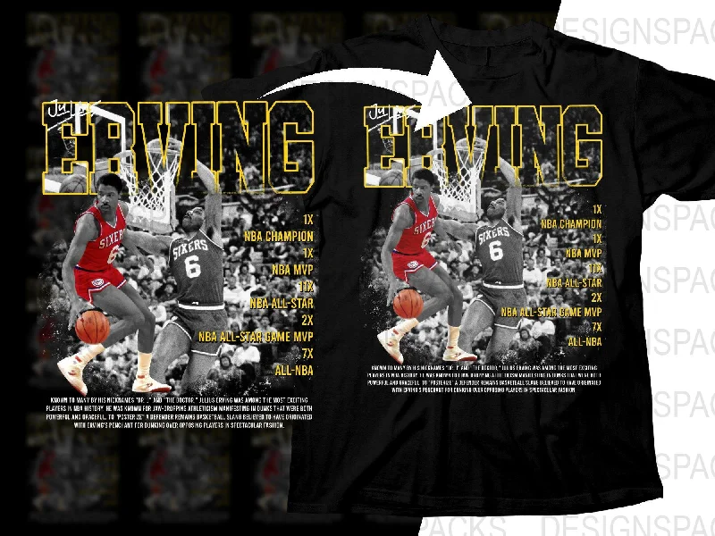 T-Shirt Tennis-Julius Erving Vintage Basketball Legends Bootleg Png Digital Download