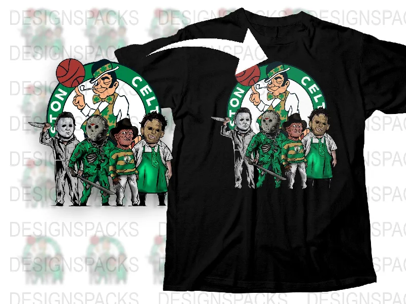 T-Shirt Best Deals-Scary Horror Characters Boston Celtics Logo Png Digital Download