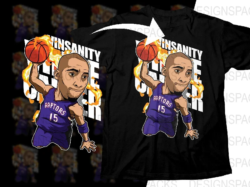 T-Shirt Orange-Vince Carter Epic Slam Dunk Toronto Raptors Cartoon Basketball Legend Png Digital Download