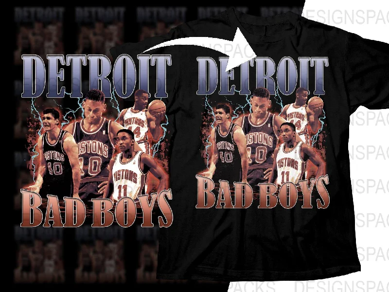 T-Shirt Best Seller-Retro Detroit Pistons Bad Boys Basketball Legends Bootleg Graphic Png Digital Download