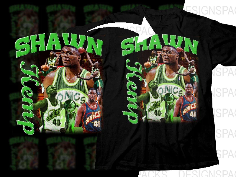 T-Shirt Esports-Nostalgic Shawn Kemp Seattle Supersonics Basketball Legend Bootleg Png Digital Download