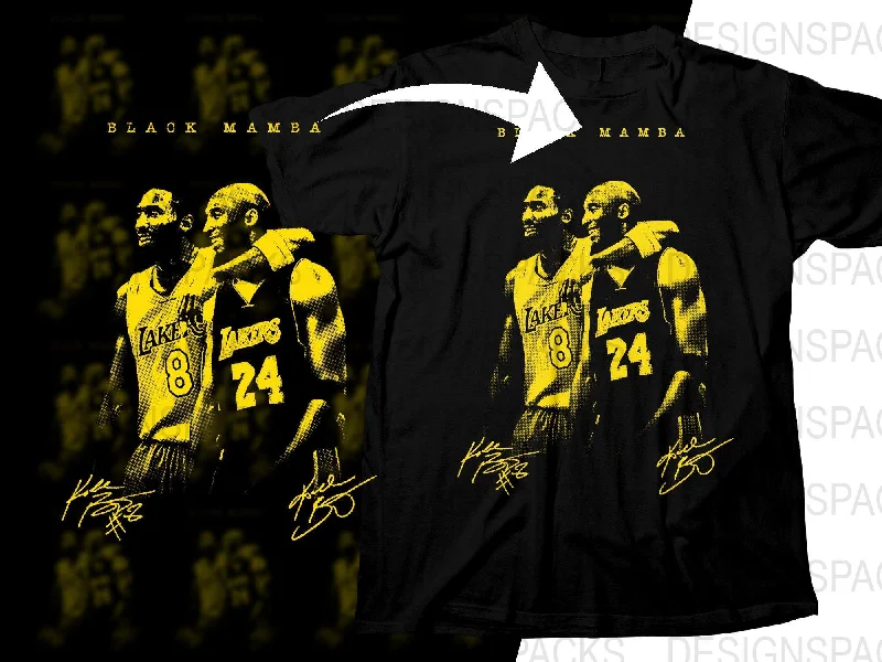 T-Shirt Party-Yellow Kobe Bryant Black Mamba Lakers Signed Png Digital Download