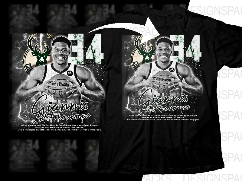 T-Shirt Top Rated-Gray Giannis Antetokounmpo Milwaukee Bucks Basketball Star Bootleg Png Digital Download