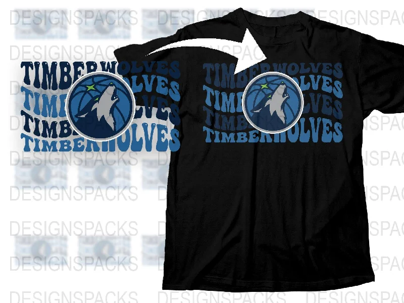 T-Shirt Breathable Fabric-Minnesota Timberwolves Logo Sports Fan Png Digital Download