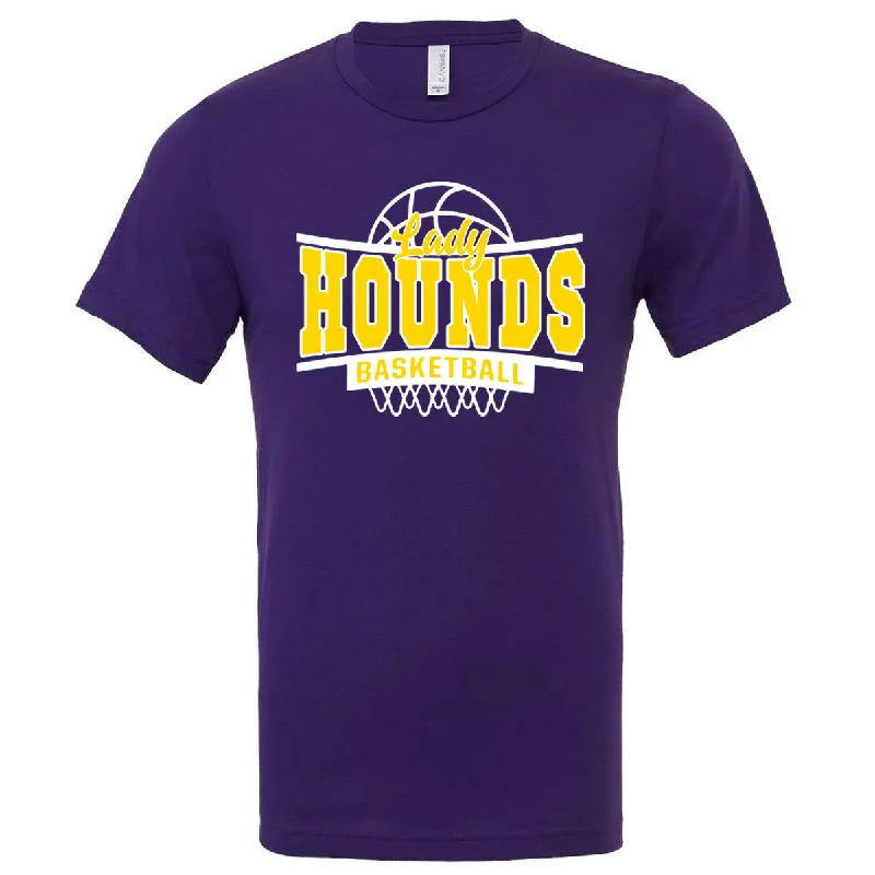 T-Shirt Online Exclusive-Jones County - Curved Lady Hounds Basketball - Team Purple (Tee/DriFit/Hoodie/Sweatshirt)