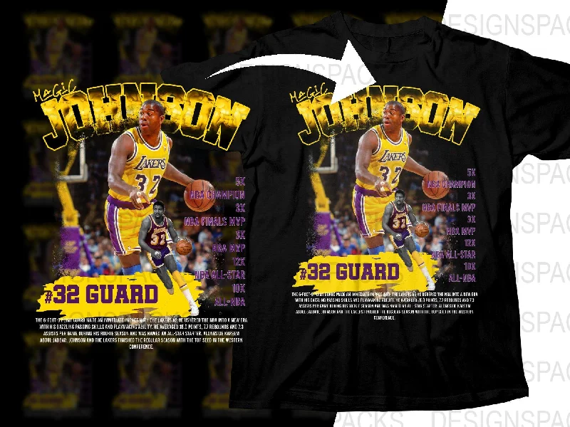 T-Shirt Affordable-Magic Johnson Number 32 Guard Lakers Basketball Legend Bootleg Png Digital Download