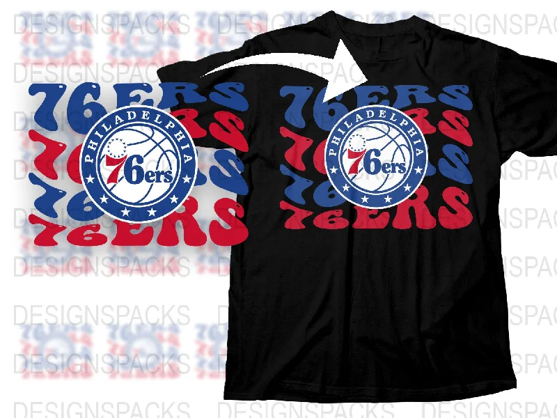 T-Shirt Rugby-Philadelphia 76ers Basketball Team Graphic Png Digital Download