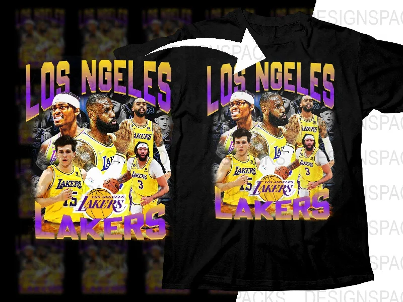 T-Shirt Slim Fit-Los Angeles Lakers Basketball Team Bootleg Graphic Png Digital Download