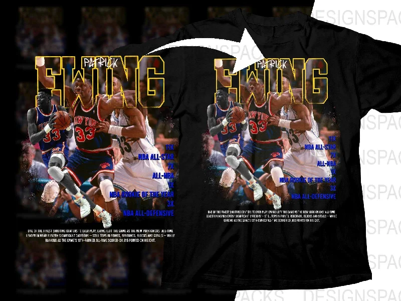 T-Shirt Black-NBA Legend Patrick Ewing Bootleg Png Digital Download