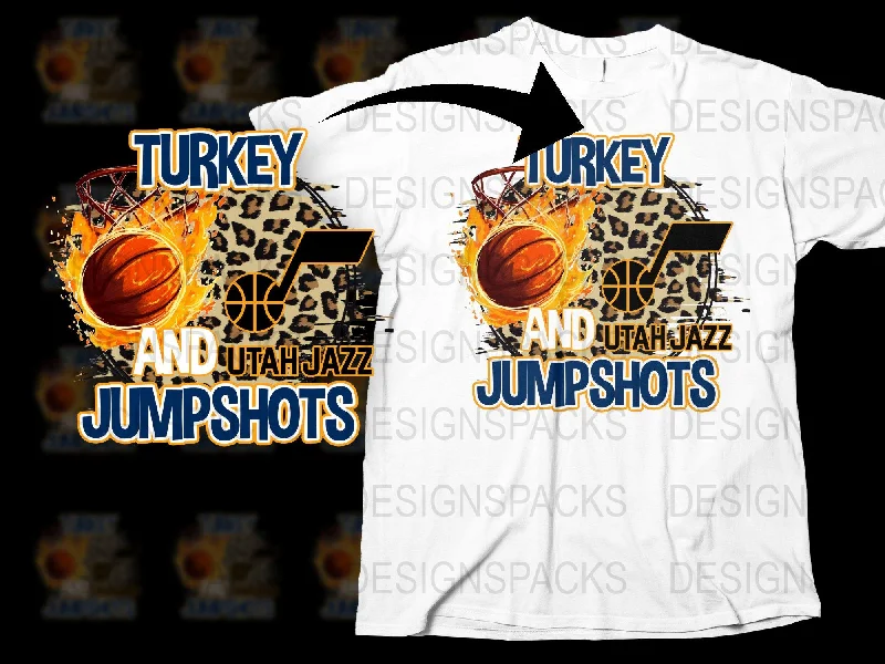 T-Shirt Beach-Turkey And Utah Jazz Jump Shots Png Digital Download