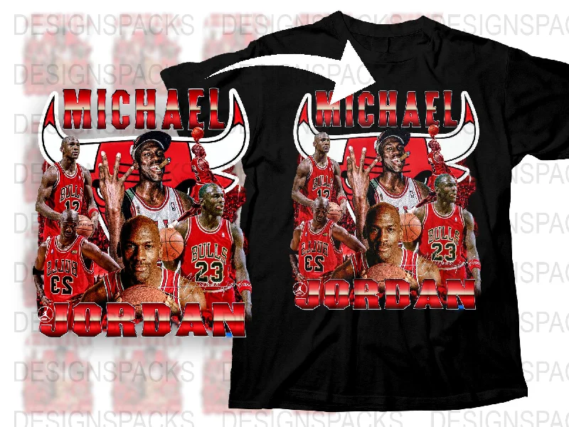 T-Shirt Travel-Michael Jordan Retro NBA Chicago Bulls Bootleg Png Digital Download