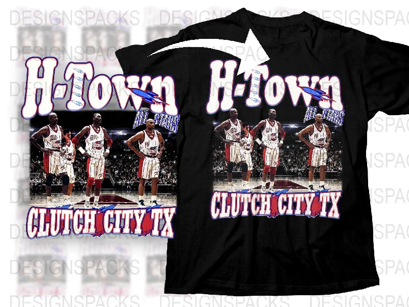 T-Shirt Girls-H-Town All Stars Clutch City TX Rockets Png Digital Download