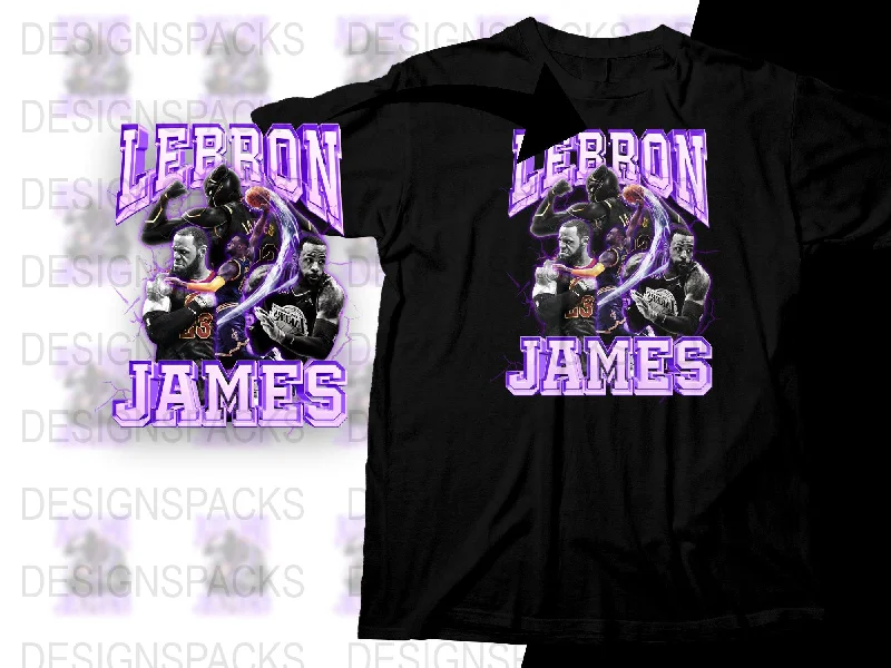 T-Shirt Logo-LeBron James Themed Design Purple Graphic Png Digital Download