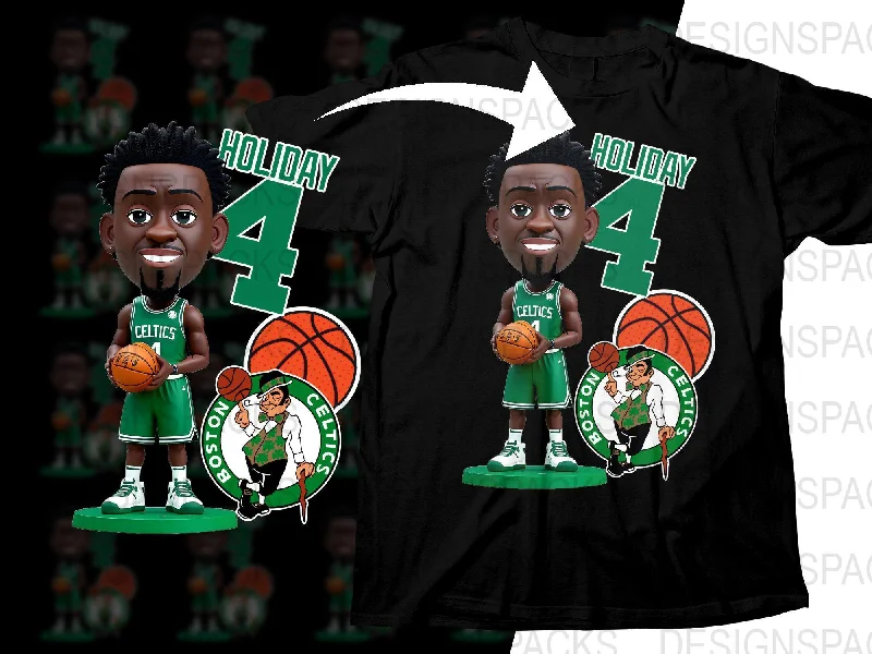 T-Shirt Soccer-Jrue Holiday Boston Celtics Cartoon Basketball Star Bootleg Style Png Digital Download