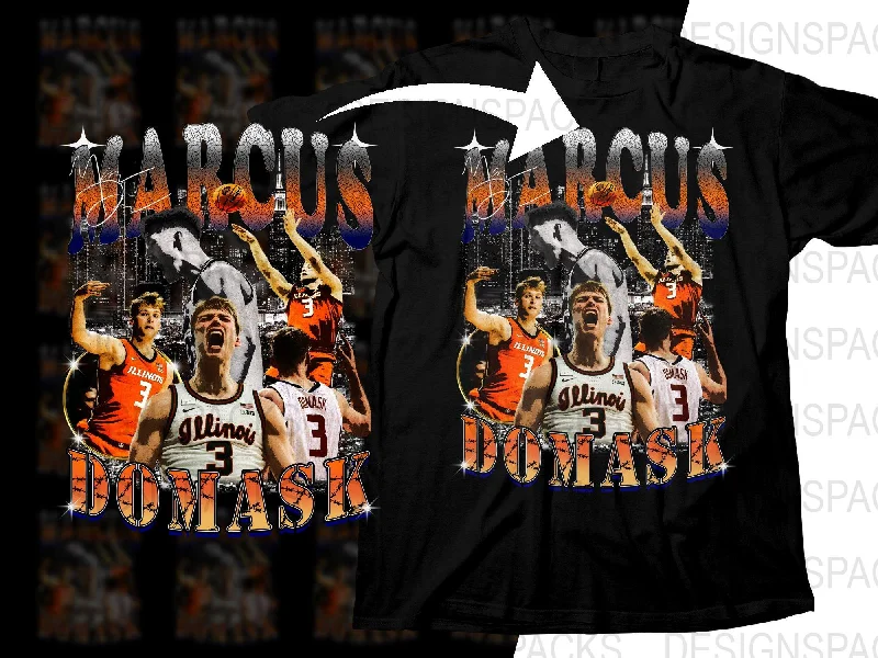 T-Shirt Custom-Marcus Domask Illinois Basketball Star Bootleg Graphic Png Digital Download