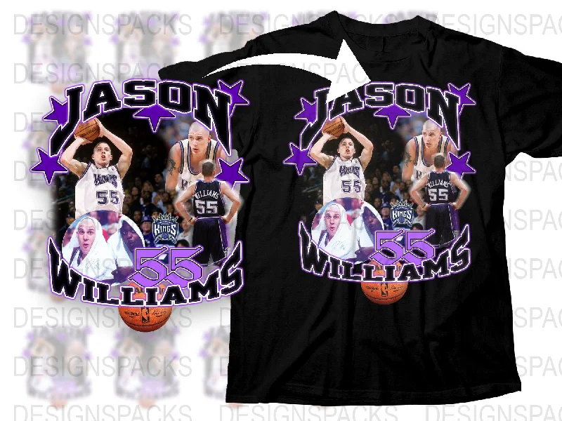 T-Shirt Navy-Jason Williams NBA Sacramento Kings Tribute Png Digital Download