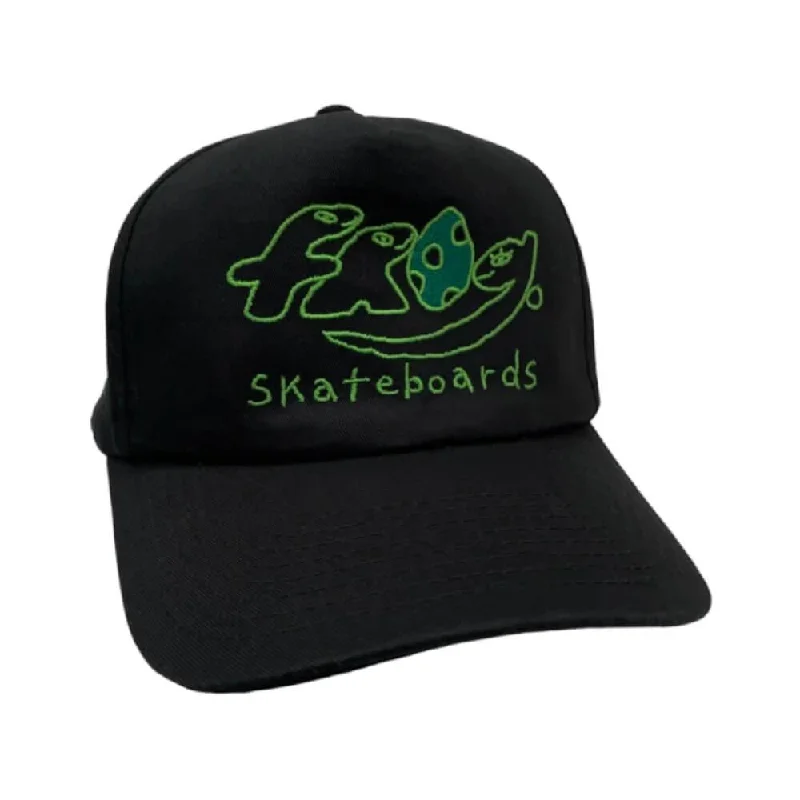 Frog Skate Dino Logo 5 Panel Hat Black Green