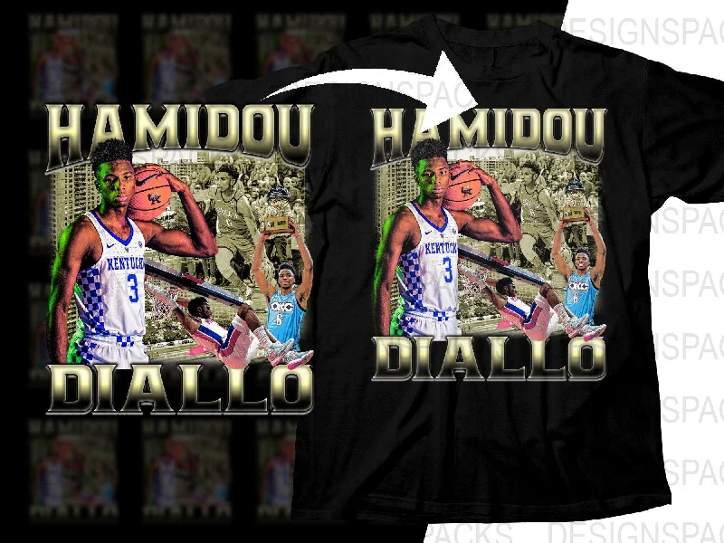 T-Shirt Oversized-Hamidou Diallo Basketball Star Bootleg Graphic Design Png Digital Download