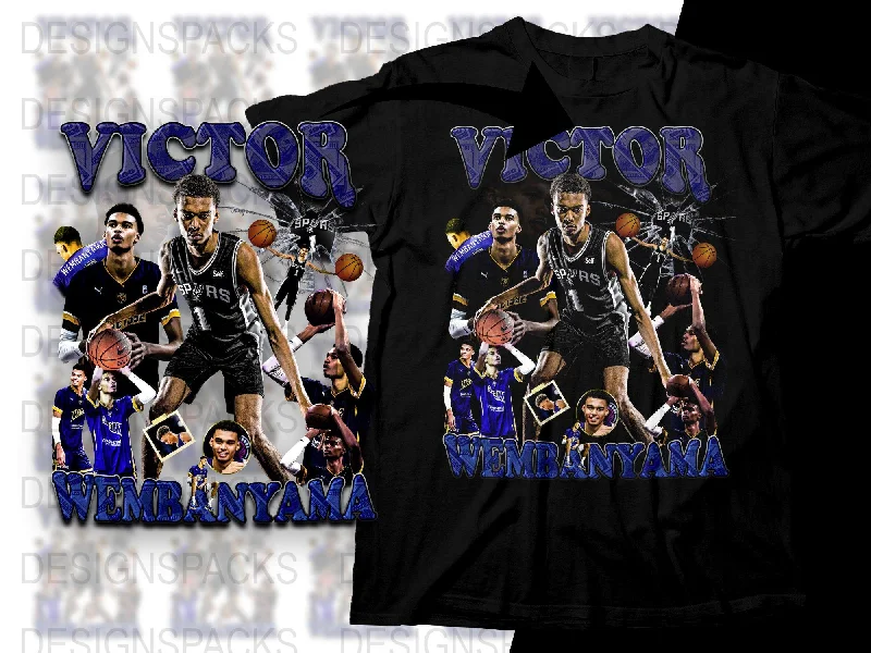 T-Shirt Gray-Victor Wembanyama Basketball Bootleg Png Digital Download