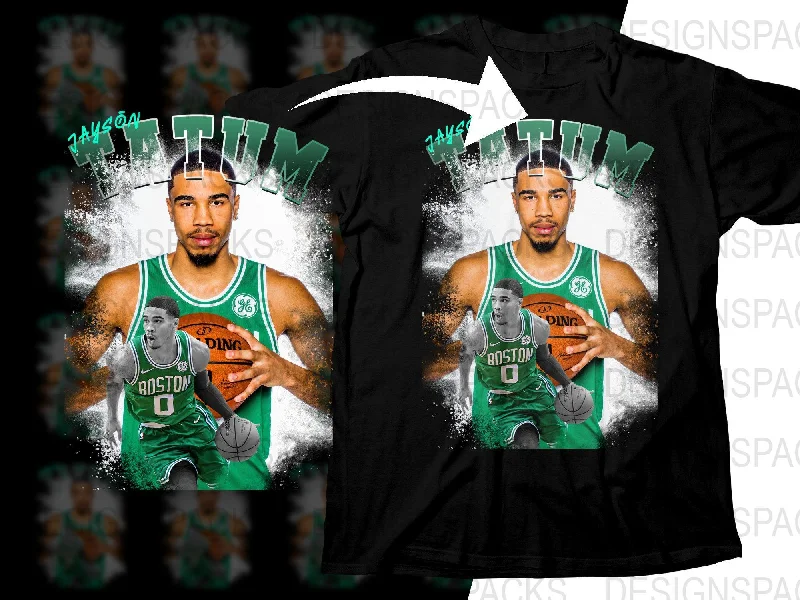 T-Shirt Tie-Dye-Jayson Tatum Boston Green Basketball Player Bootleg Png Digital Download