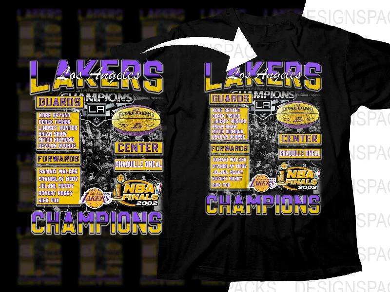 T-Shirt Loose Fit-Los Angeles Lakers Champions NBA Finals 2002 Bootleg Png Digital Download