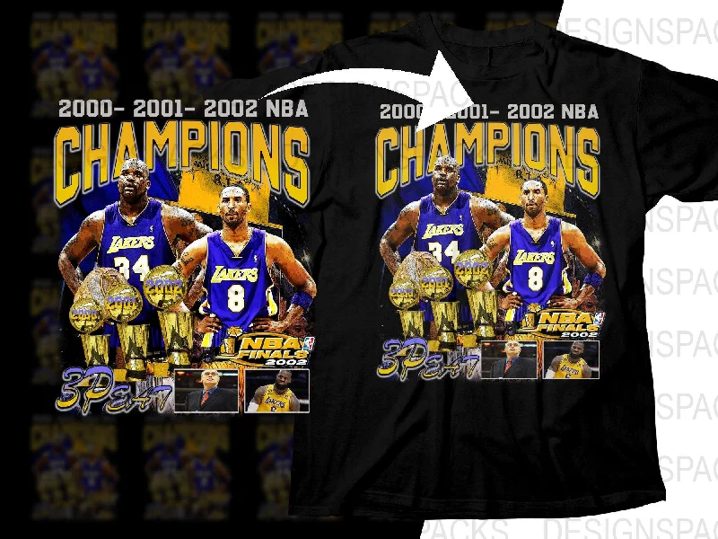 T-Shirt Ethical Fashion-NBA Finals 2000-2001-2002 NBA Champions Los Angeles Lakers Png Digital Download