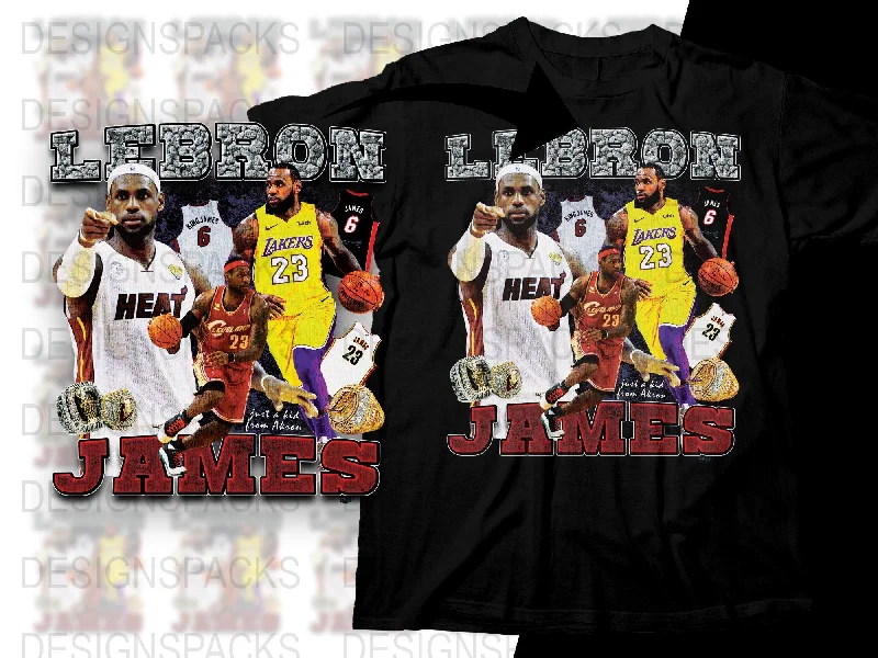 T-Shirt Premium-Iconic Basketball Legend LeBron James Graphic Png Digital Download