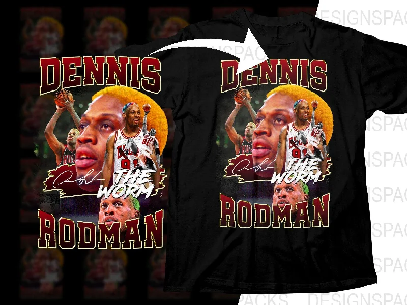 T-Shirt Printed-Iconic Dennis Rodman The Worm Basketball Star Bootleg Png Digital Download