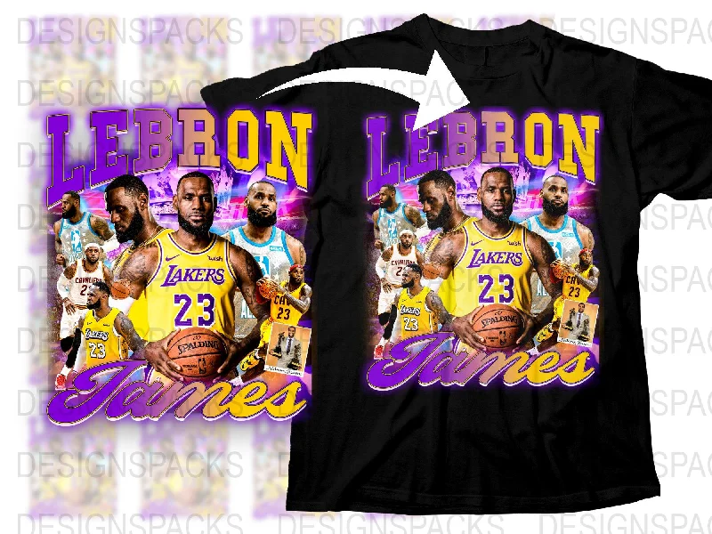 T-Shirt Ethical Fashion-Vibrant LeBron James Bootleg Style Graphic Png Digital Download