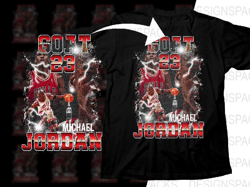 T-Shirt Men-Legendary Michael Jordan GOAT 23 Chicago Bulls Bootleg Png Digital Download