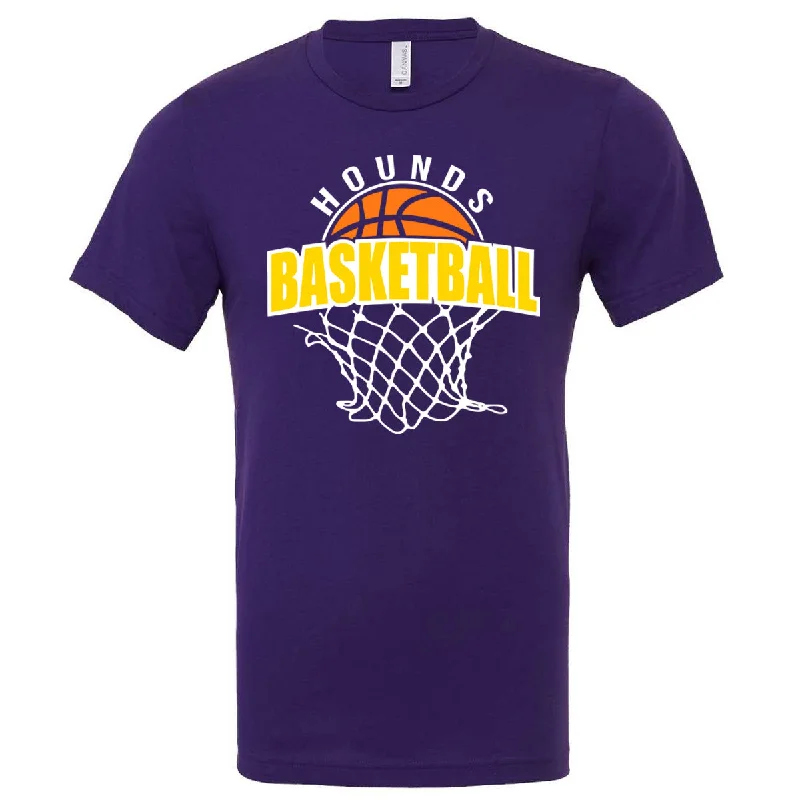 T-Shirt High Demand-Jones County - Hounds Basketball and Basketball Net - Team Purple (Tee/DriFit/Hoodie/Sweatshirt)