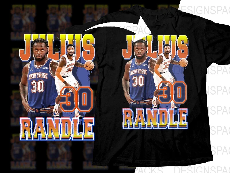 T-Shirt Golf-Julius Randle New York Basketball Player Number 30 Bootleg Png Digital Download