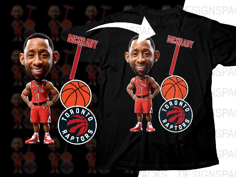 T-Shirt Jogging-Tracy McGrady Cartoon Basketball Player Toronto Raptors Png Digital Download