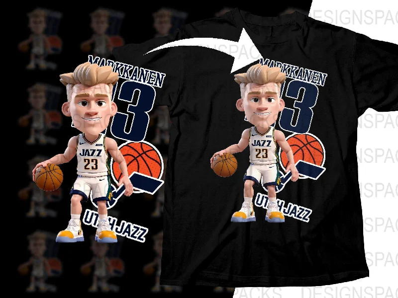 T-Shirt Cotton-Lauri Markkanen Cartoon Basketball Star Utah Jazz Number 23 Png Digital Download