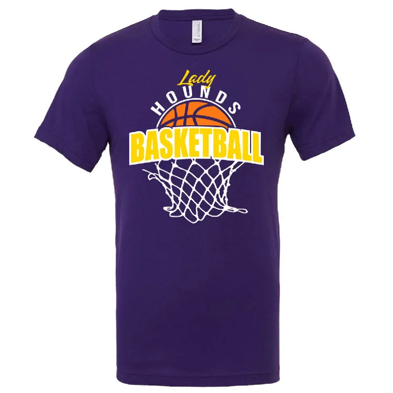 T-Shirt Fast Delivery-Jones County - Lady Hounds Basketball and Basketball Net - Team Purple (Tee/DriFit/Hoodie/Sweatshirt)