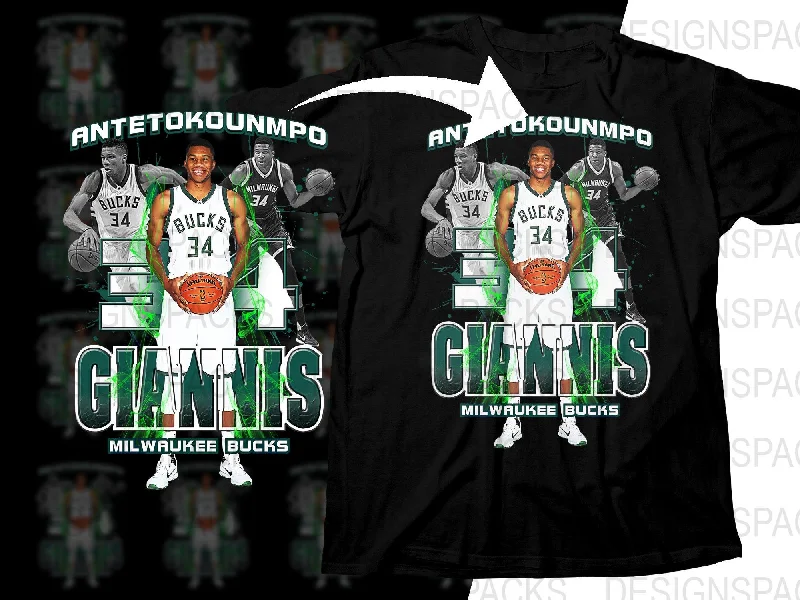 T-Shirt Blank-Iconic Giannis Antetokounmpo Milwaukee Bucks Bootleg Png Digital Download