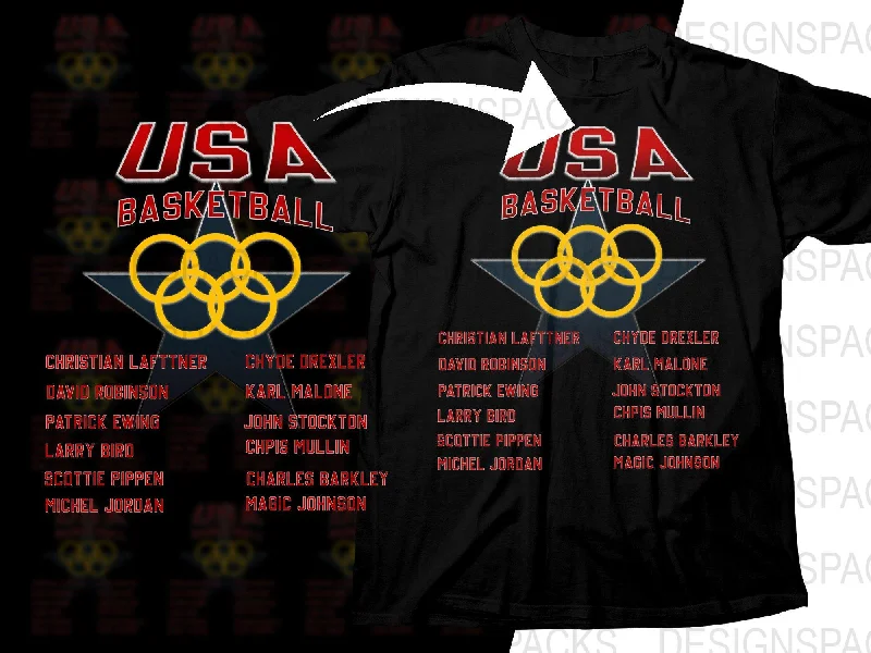 T-Shirt Soft-USA Basketball Olympic Legends Png Digital Download